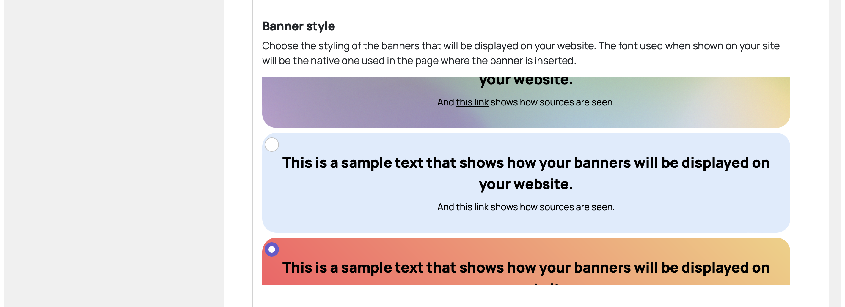 The banner style selection menu is found on your Dashboard