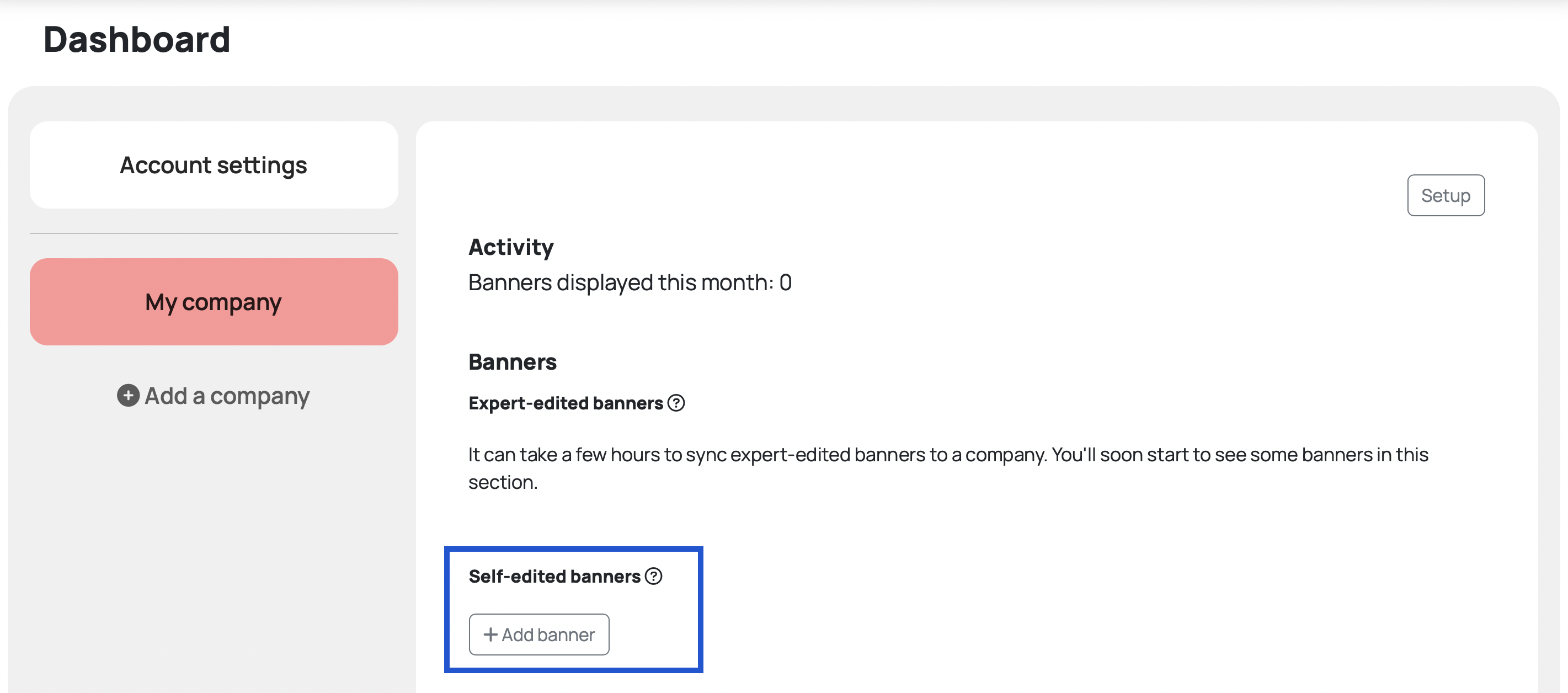 Self-edited banners are found on your Dashboard